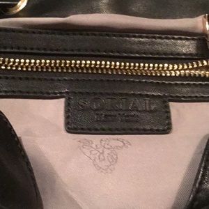 Sorial Black Faux Leather chain strap bucket bag